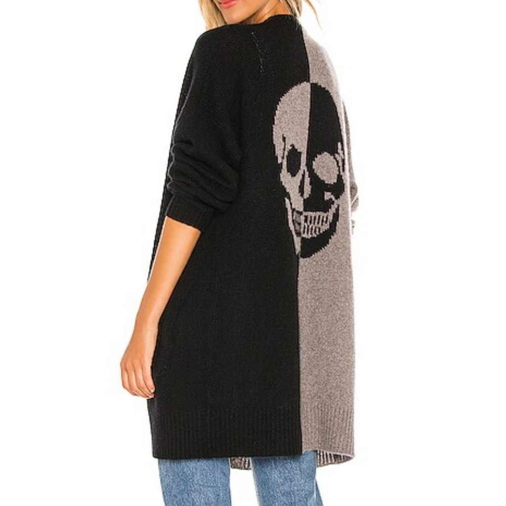 Skull Cashmere by 360 100% Cashmere Split Skull Cardigan Sz XS